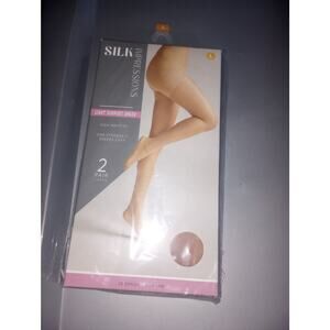 Women's New Silk Impressions 2 Pack Rich Tan High Waisted Sheers Pantyhose Large